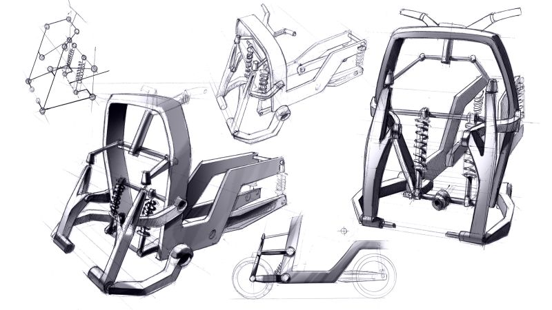 4-wheel motorbike cinematics shaded handsketch