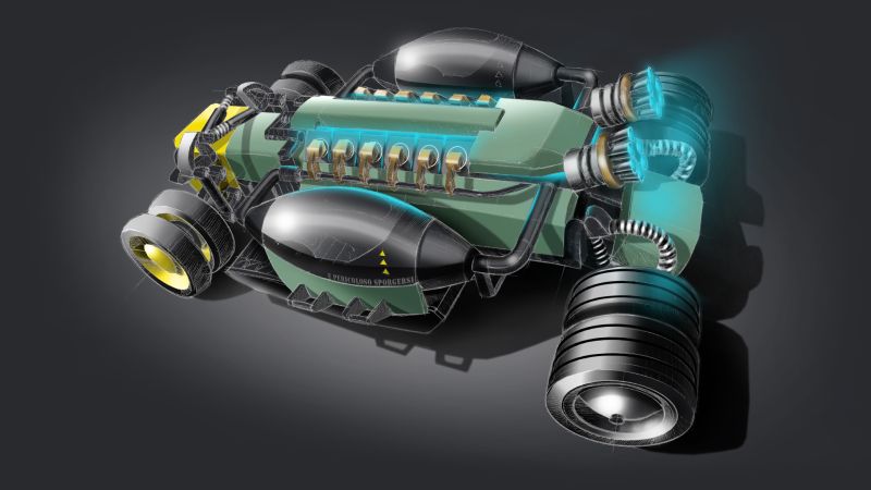 Cyberpunk racer rendering