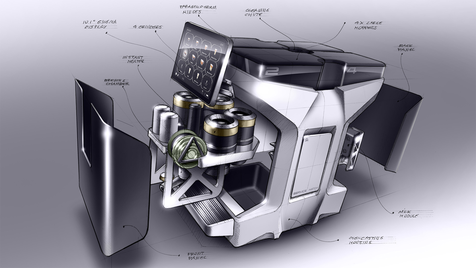 Machine handsketch rendered