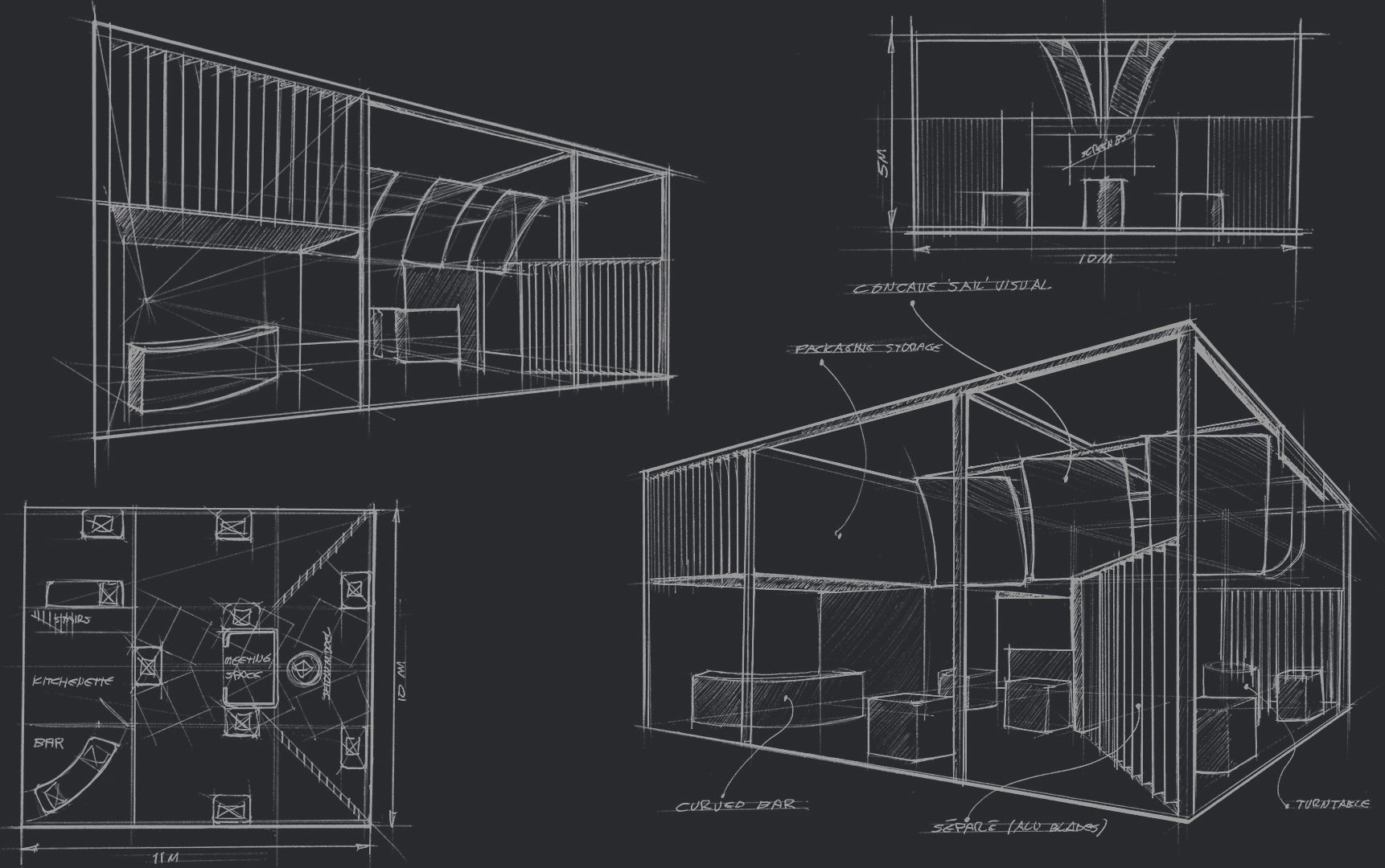 Stand ideation sketches