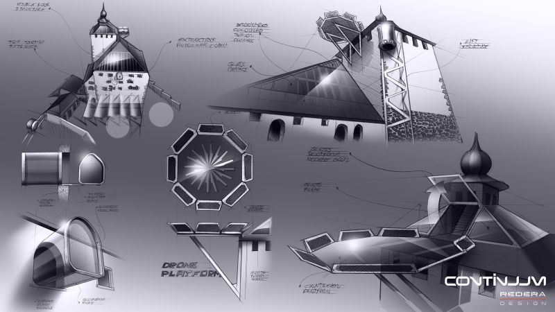 Drone platform CONTINUUM sketch rendering Drone platform CONTINUUM sketch rendering